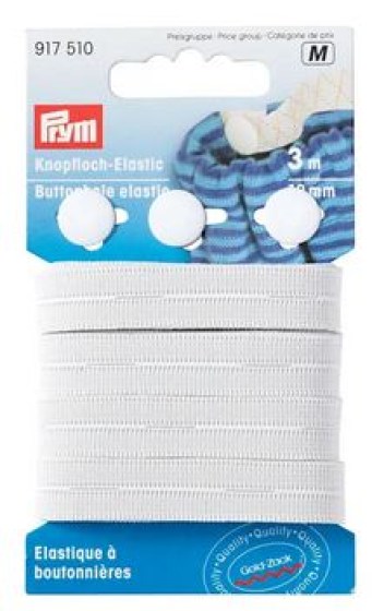 917510 Knopflochelastik mit 3 Knöpfen, 12mm